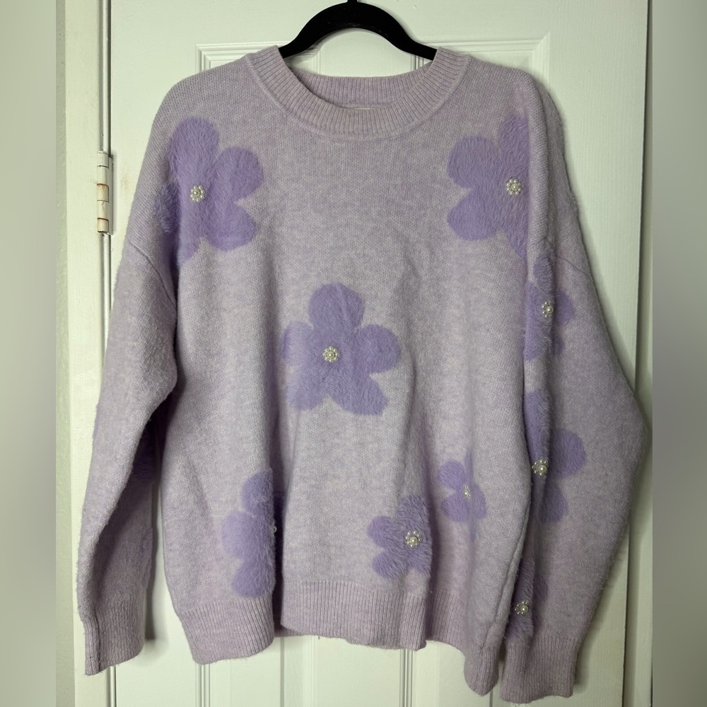 EUC Nanette Lepore Lilac Floral Sweater